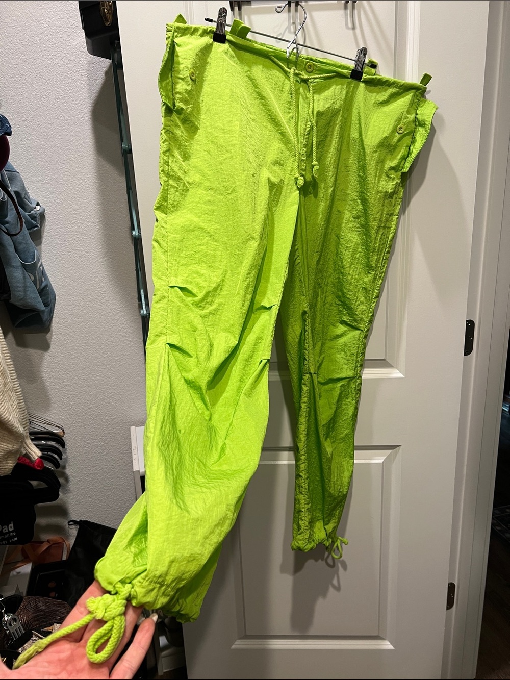 Neon Lime Drawstring Cargo Pants